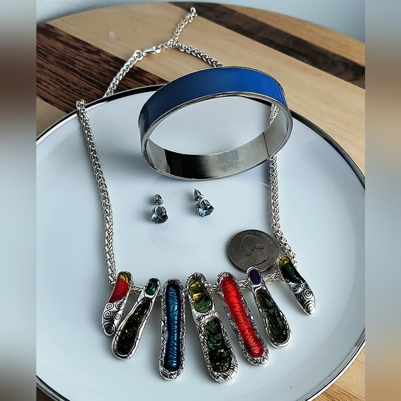 Jewelry Dish Saucer Bundle of 4 Multi Silver Tone - Picture 4 of 5